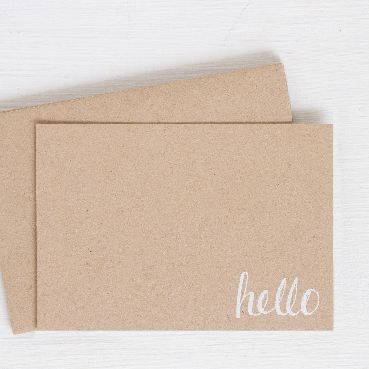 kraft pressed flat notecards - HELLO