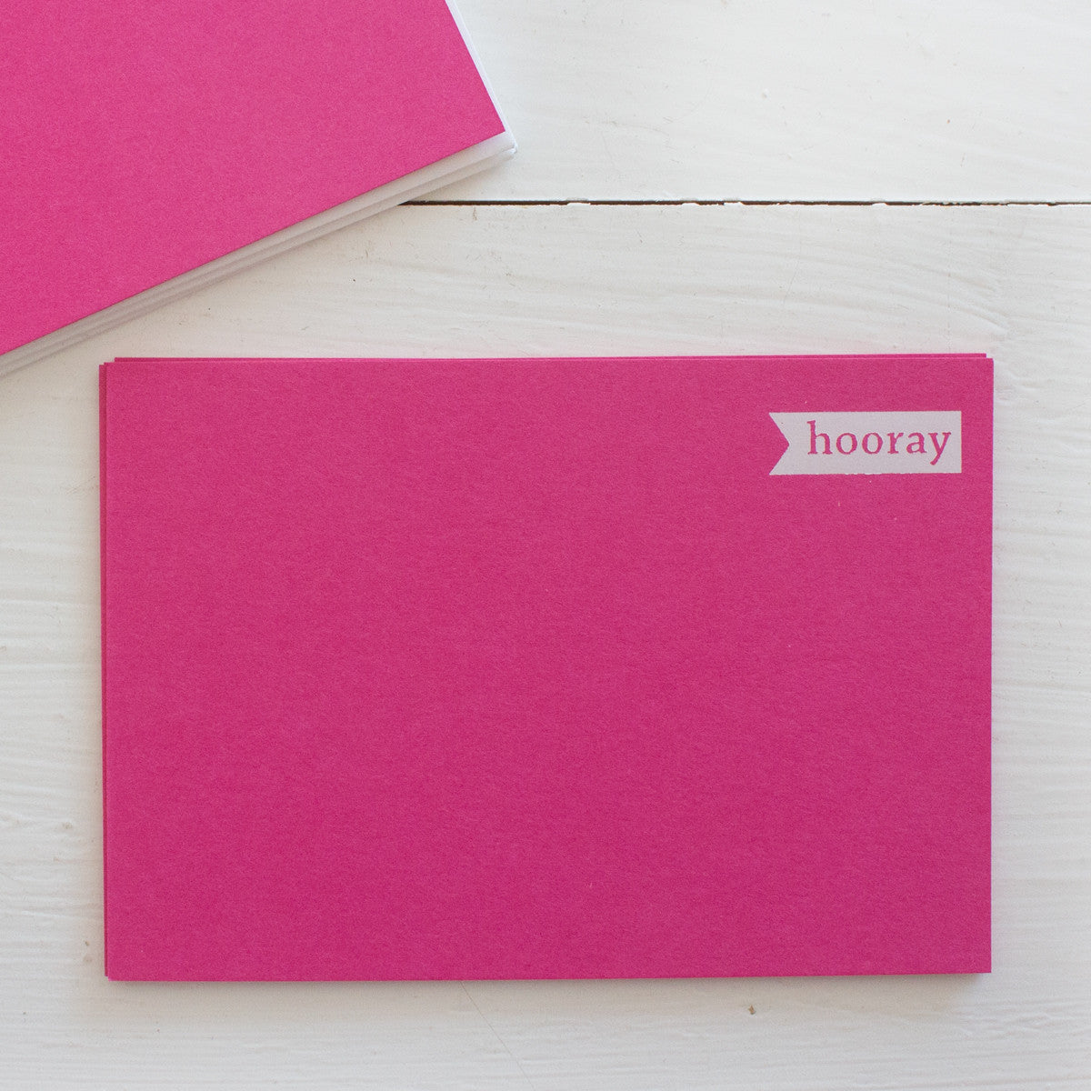 pressed flat notecards - pink HOORAY