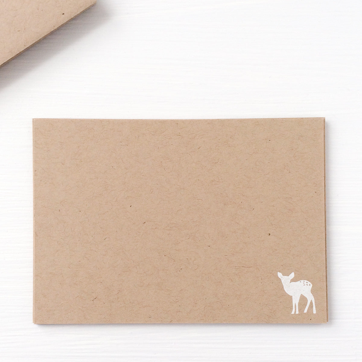 kraft pressed flat notecards - deer