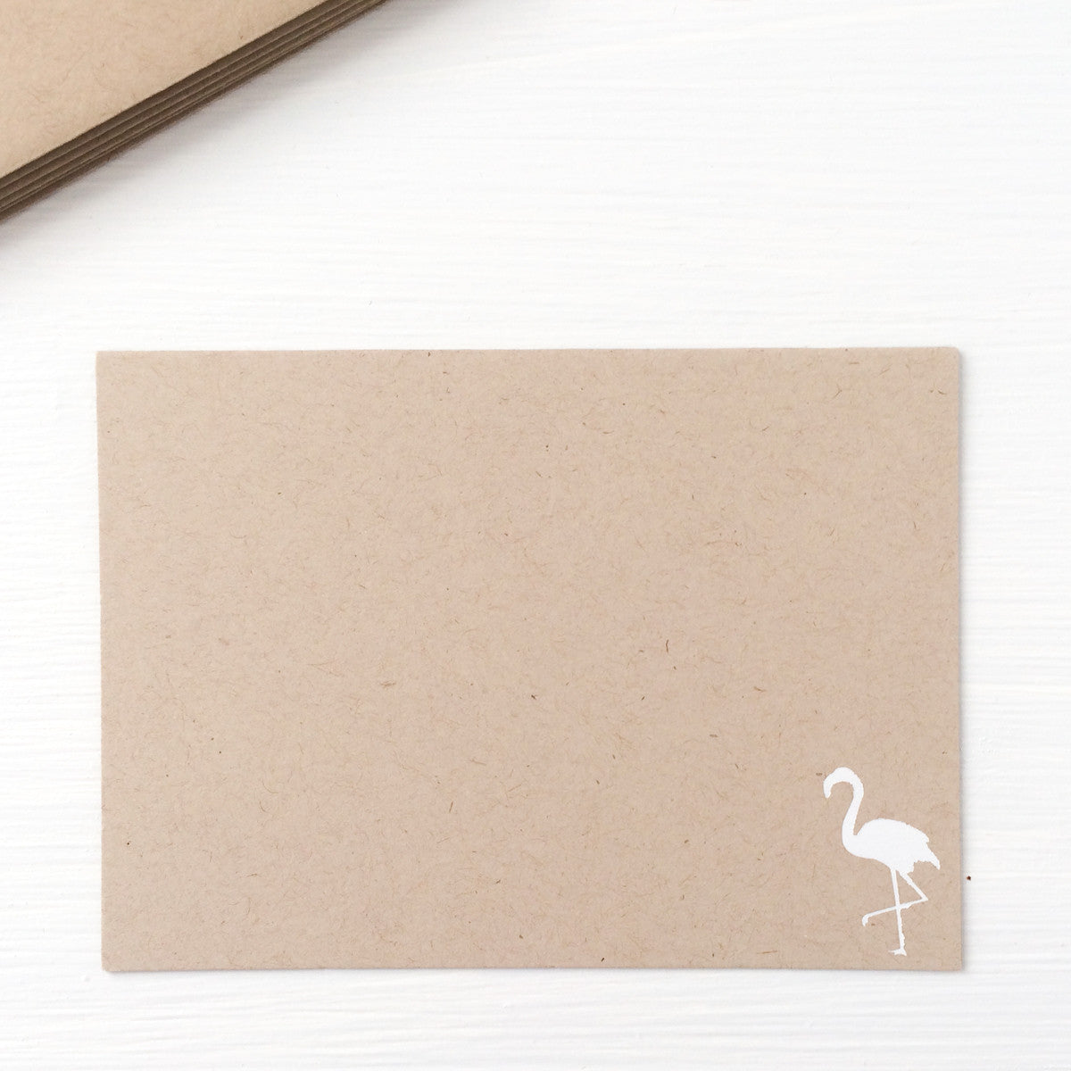 kraft pressed flat notecards - flamingo