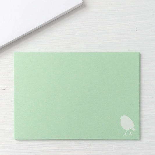 pressed flat notecards - mint BIRD