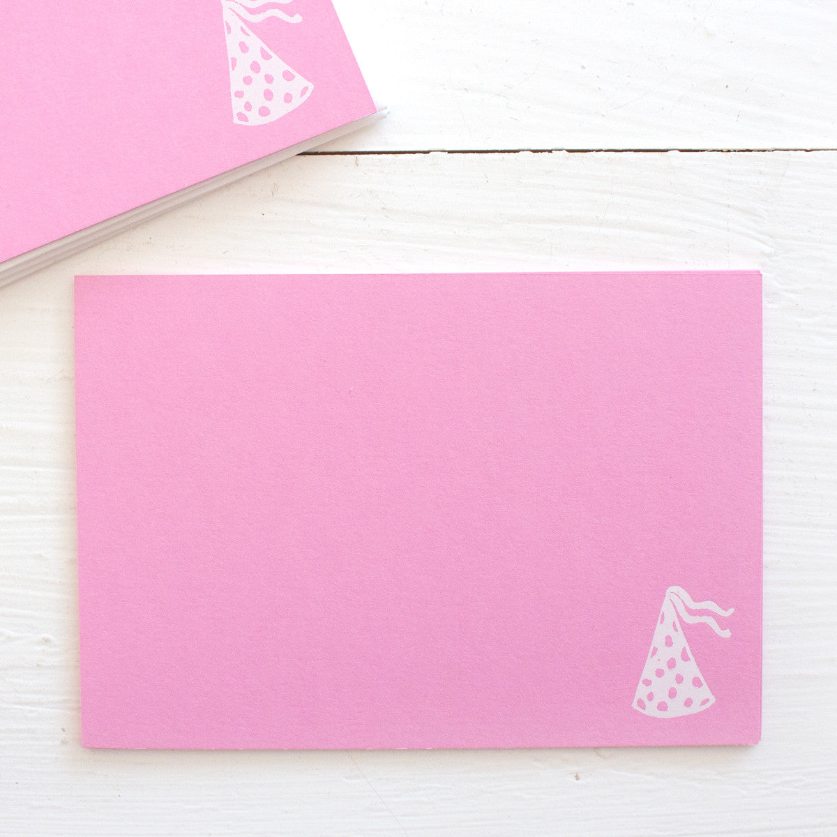 pressed flat notecards - pink PARTY HAT