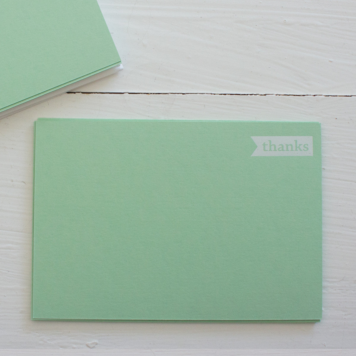 pressed flat notecards - mint THANKS banner