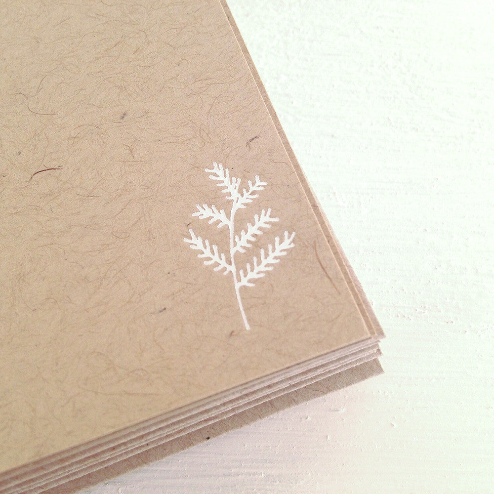 evergreen leaf kraft flat notecards