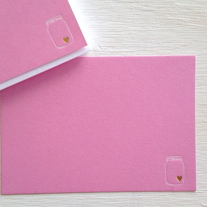 pink heart in a jar flat notecards