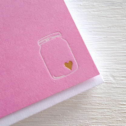 pink heart in a jar flat notecards