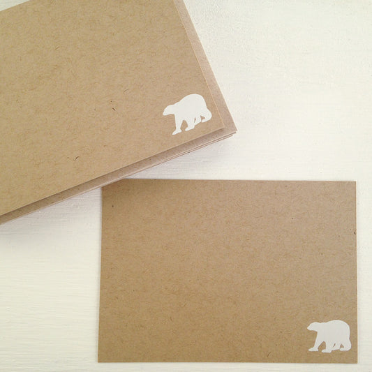 polar bear kraft flat notecards