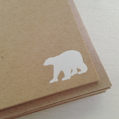 polar bear kraft flat notecards