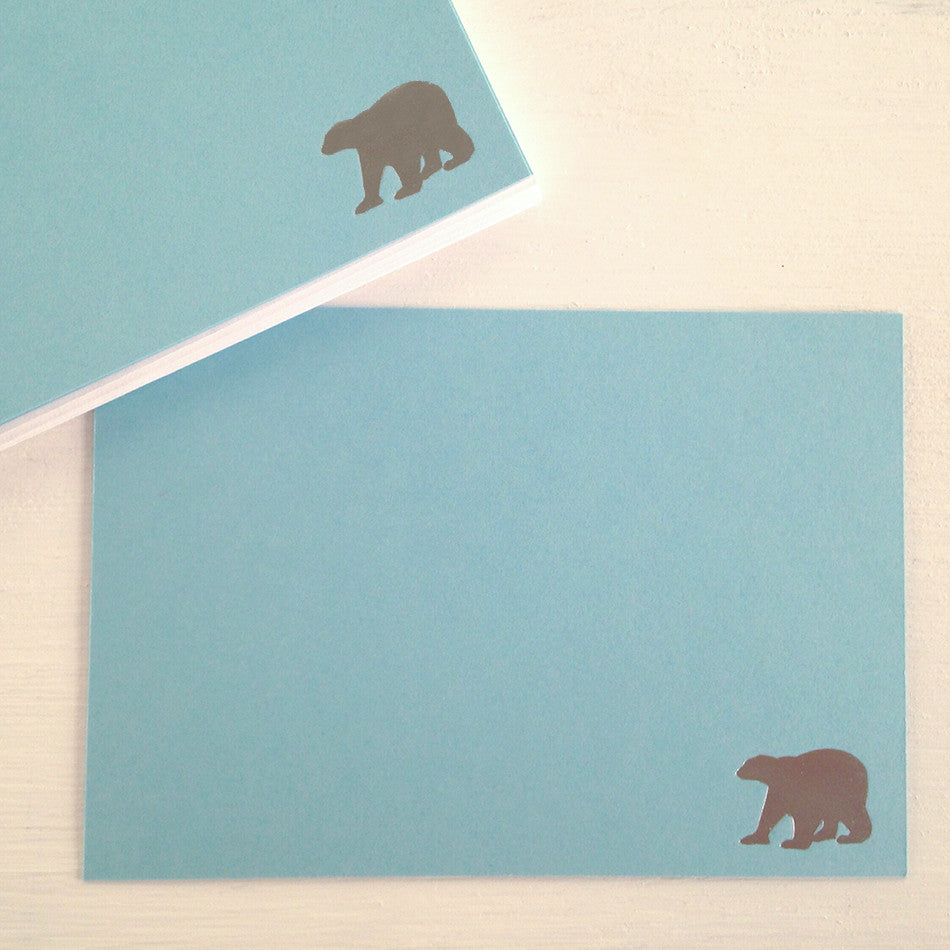 silver polar bear flat notecards