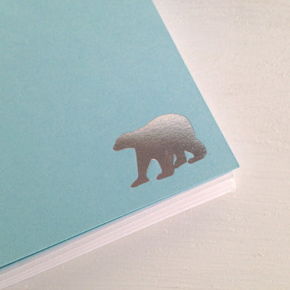 silver polar bear flat notecards