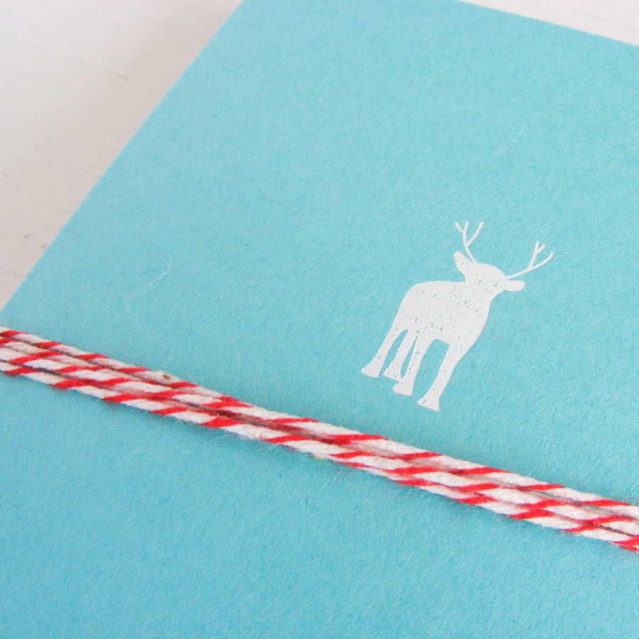 teal reindeer folded notecards