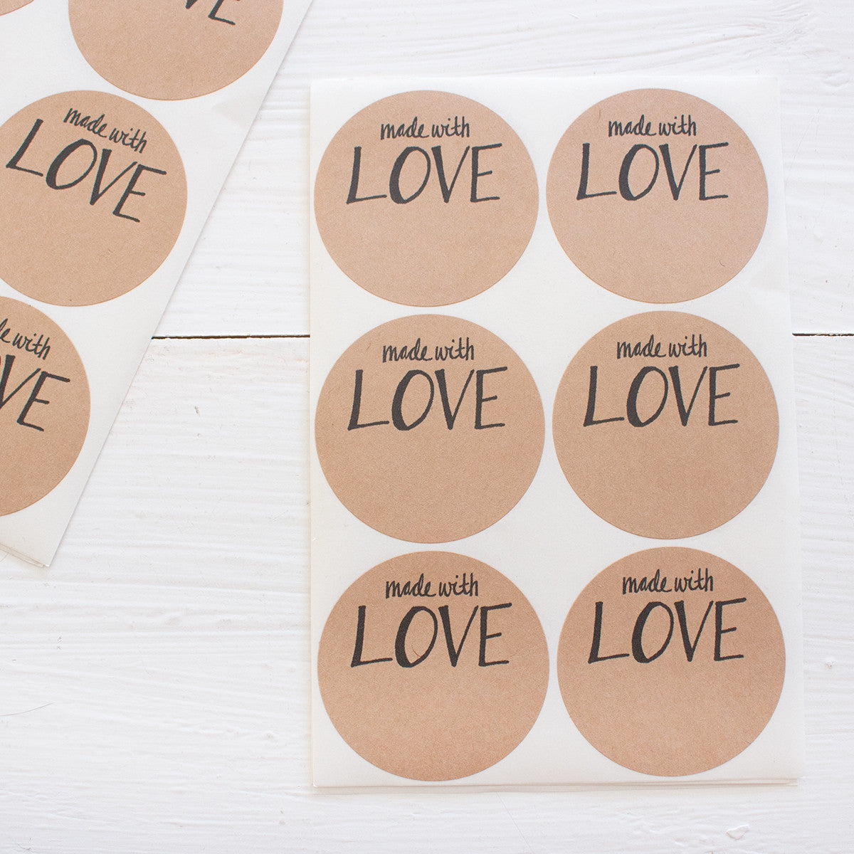 2 inch circle stickers - made with love