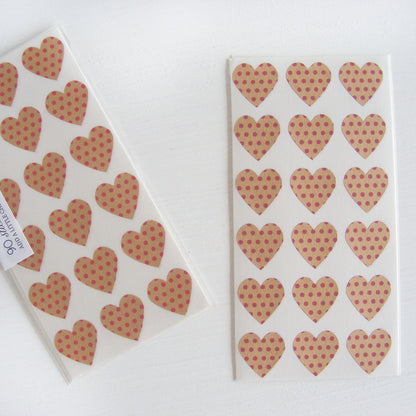 kraft mini heart stickers - swiss dots