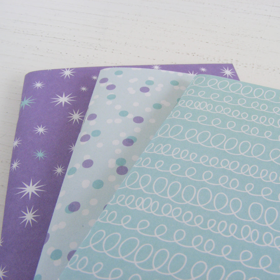 set of 3 pocket journals - celebrate in blu slushy