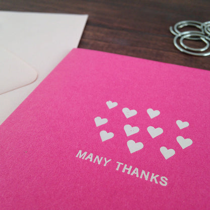tiny hearts MANY THANKS folded notecards