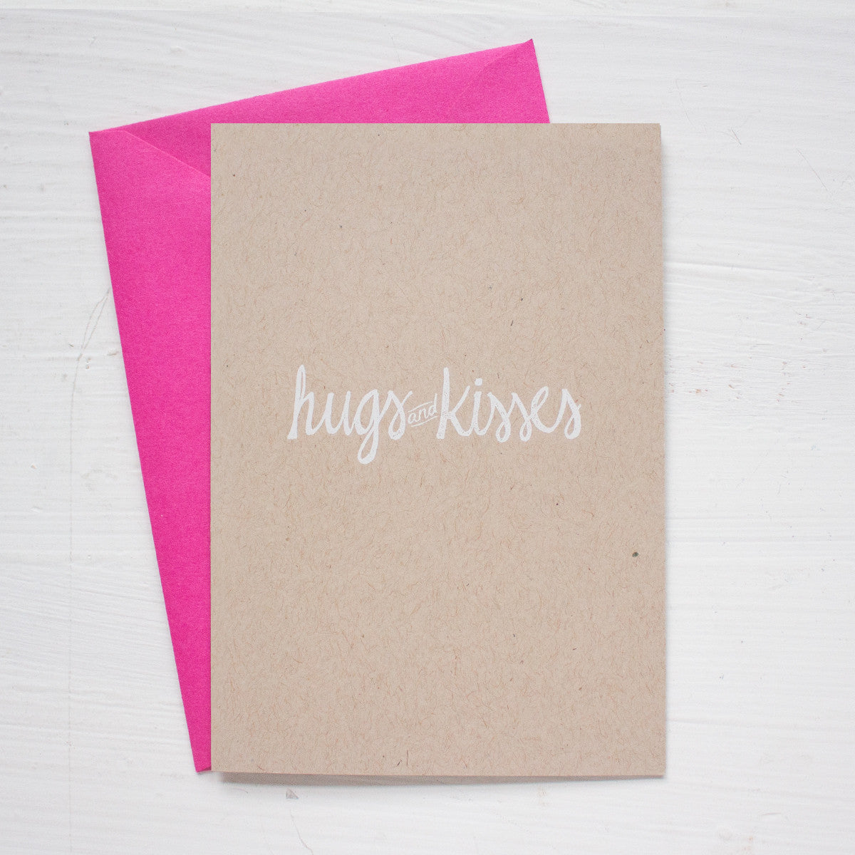 HUGS and KISSES kraft folded notecards