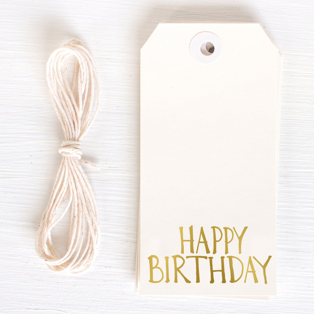gold gift tag - happy birthday