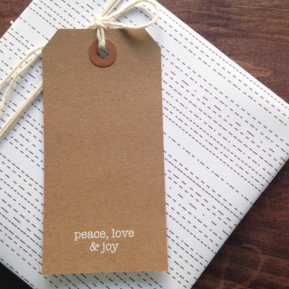 kraft gift tag - peace, love and joy