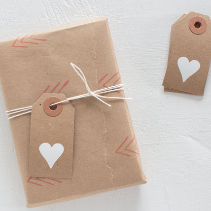 mini kraft gift tag with white foil heart